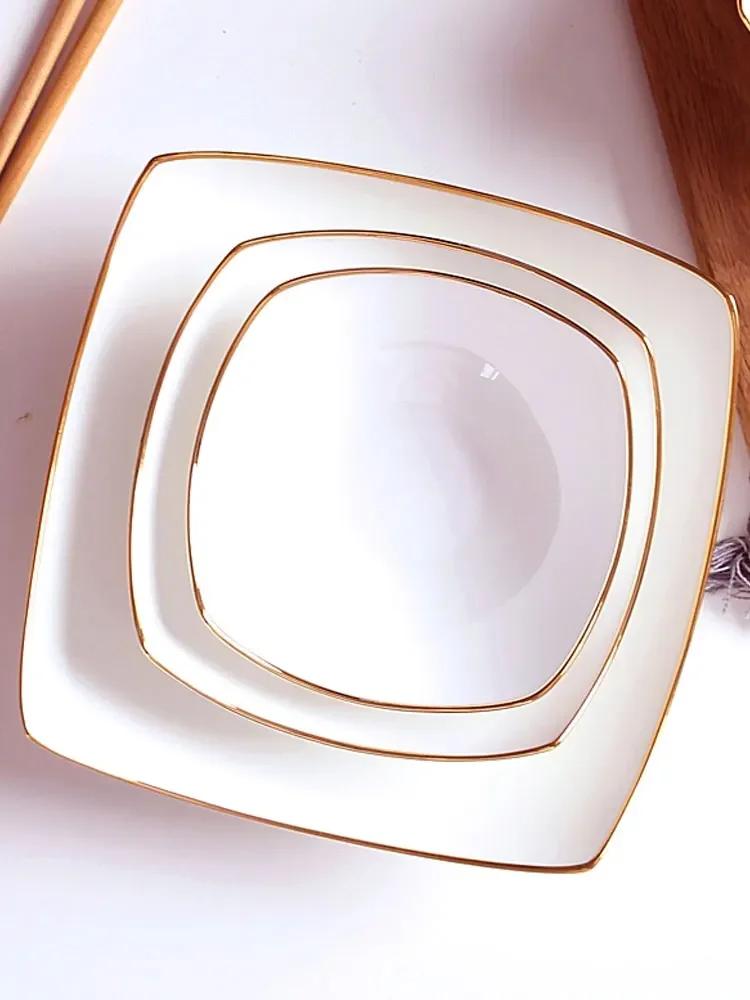 Керамическая глубокая суповая тарелка квадратная европейская глубокая квадратная тарелка сервировочное блюдо