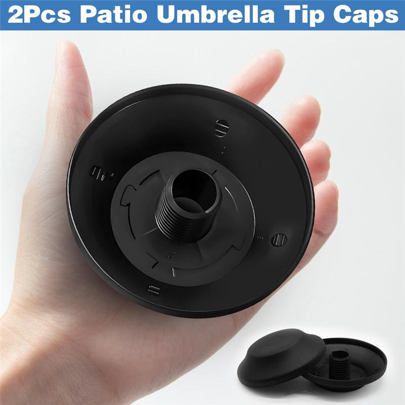 2Pcs Patio Umbrella Tip Caps Replacement Part Outdoor Cantilever Umbrella Top Screw Cap For Pole Handle