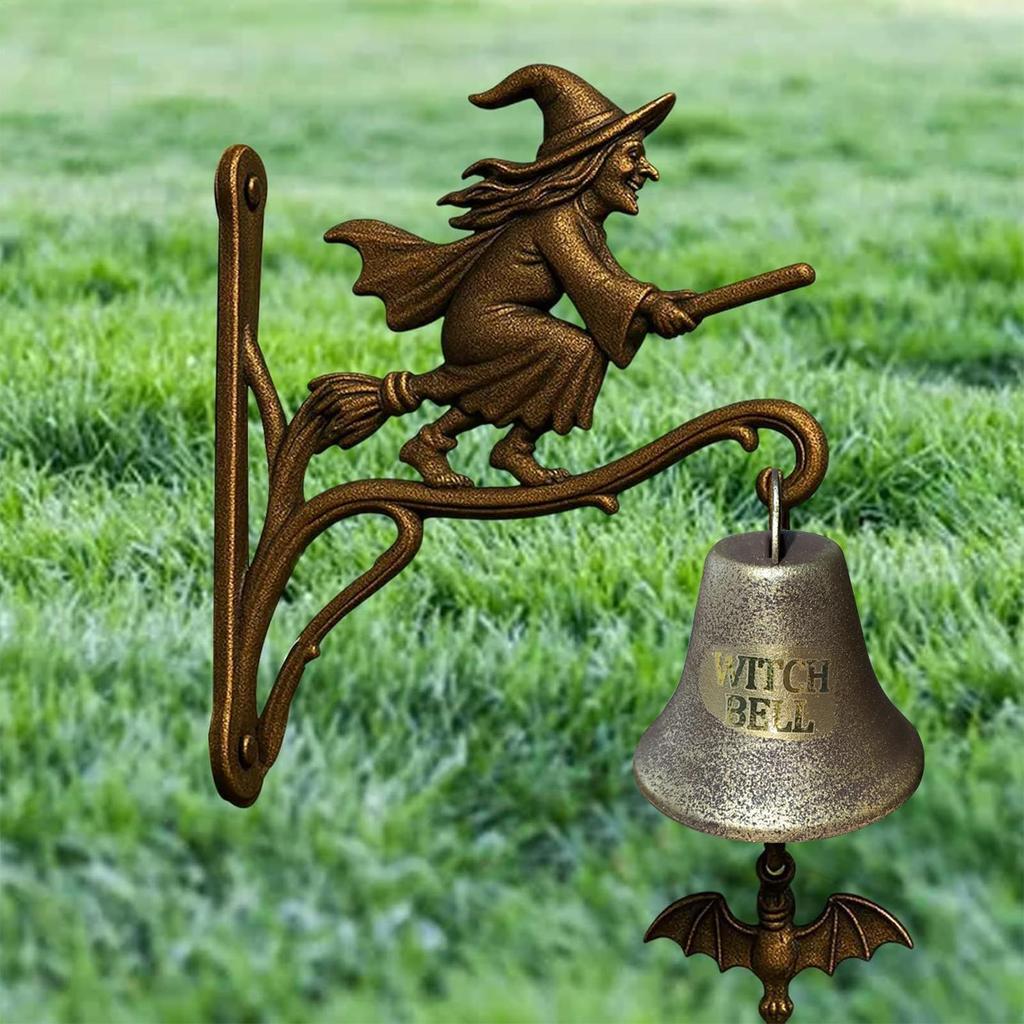 Винтажный Хэллоуин ведьма дверной звонок Чугунные Хэллоуин Украшения Настенный ведьма Дверной звонок Уличный сад Декор для входа