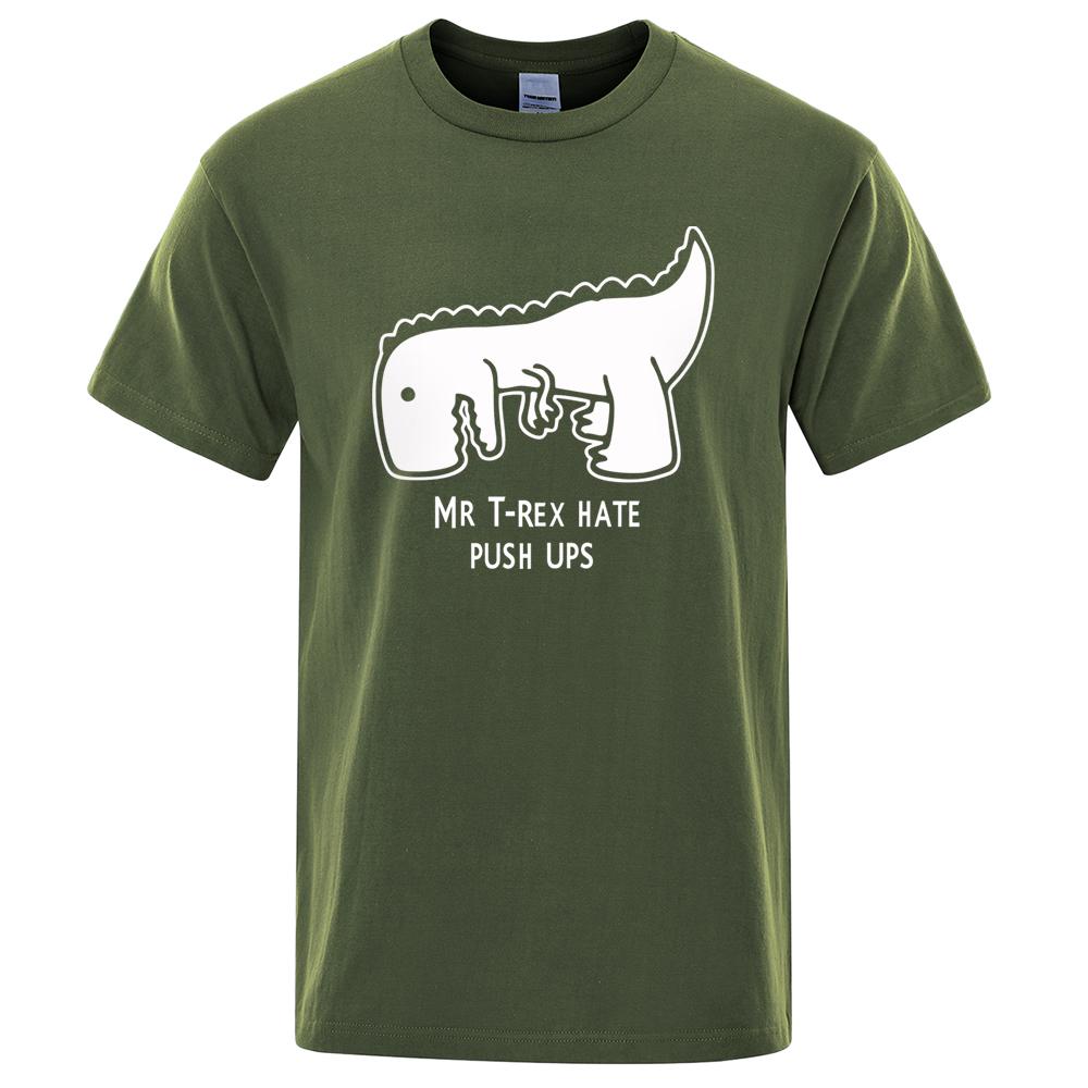 Хлопковая футболка Cotton Cool Мужская Женская Футболка Tea Rex Забавный Мультяшный Принт Футболка с Коротким Рукавом Мистер Trex Ненавидит Отжимания Футболка Повседневный Брендовый Топ