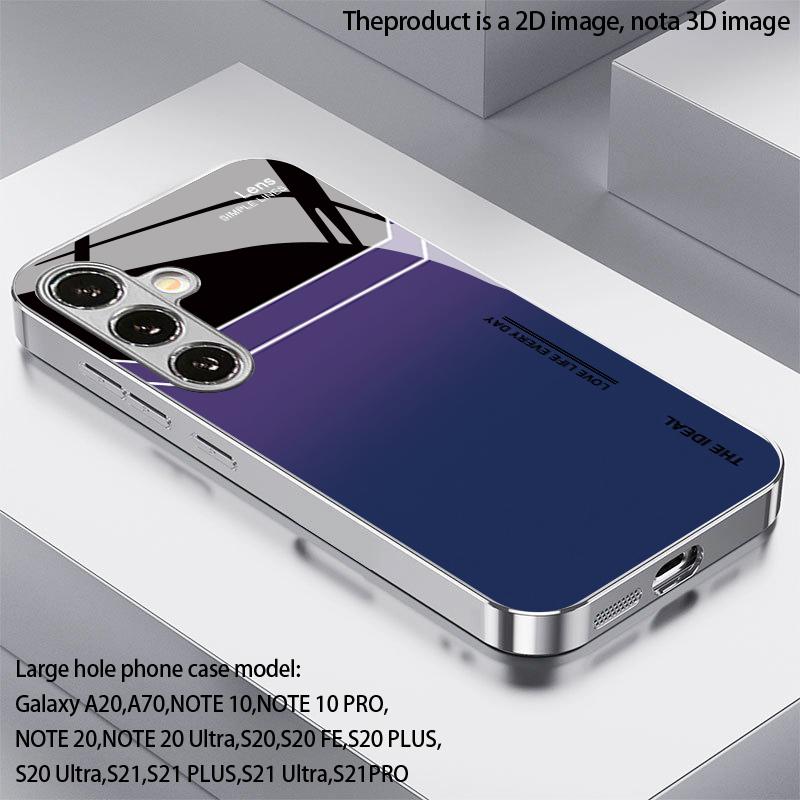 Фиолетово-синий градиент 2D чехол для телефона Samsung S26 S25 S24 S23 S22 S21 S20 A56 A36 A16 - Гальванизированная стеклянная защитная крышка