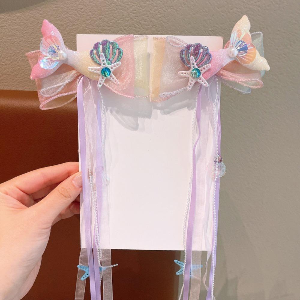 Children's Ribbons Hairpin Mermaid Barretes New Bow Hair Clips Hair Accessories