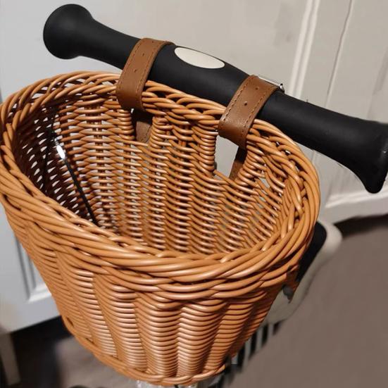 Велосипедная корзина большой вместимости, прочная, грузоподъемная, универсальная, простая в установке, плетеная вручную, имитация ротанга, велосипедная