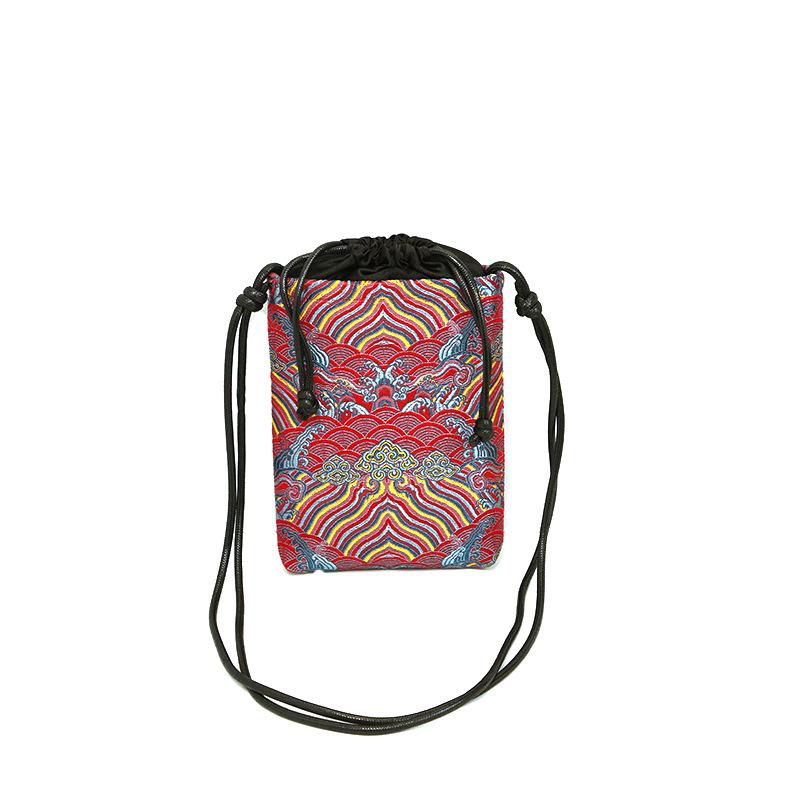 Xiangyunsha Brocade Mulberry Silk Crossbody Bag with Seawater River Cliff Pattern - New Chinese Style Shoulder Bag for Women.