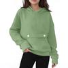 Children's Oversized Pullover Long-Sleeve Hooded Sweatshirt With Button Pockets In Solid Color