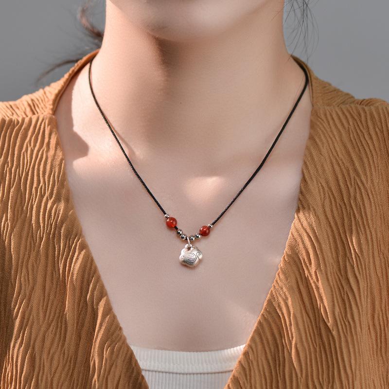 Ожерелье с замком безопасности с небольшим дизайном Sense Long Life Lock в этническом стиле в китайском стиле, безопасный подарок Ruyi
