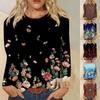Женская мода, повседневная блузка с длинным рукавом и круглым вырезом, пуловер с принтом