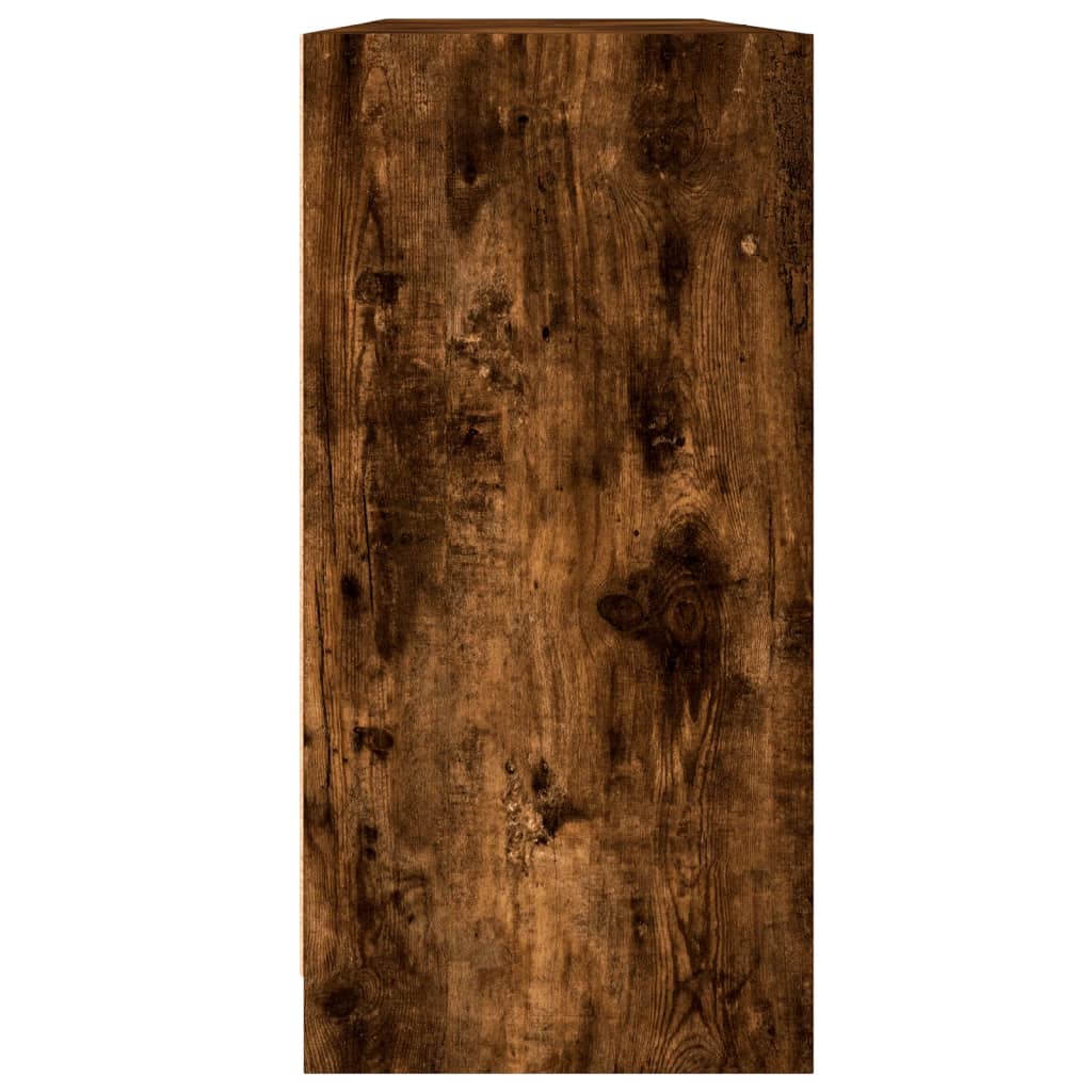 Bookshelf with Doors Smoked Oak Finish 204 x 37 x 75 cm Engineered Wood