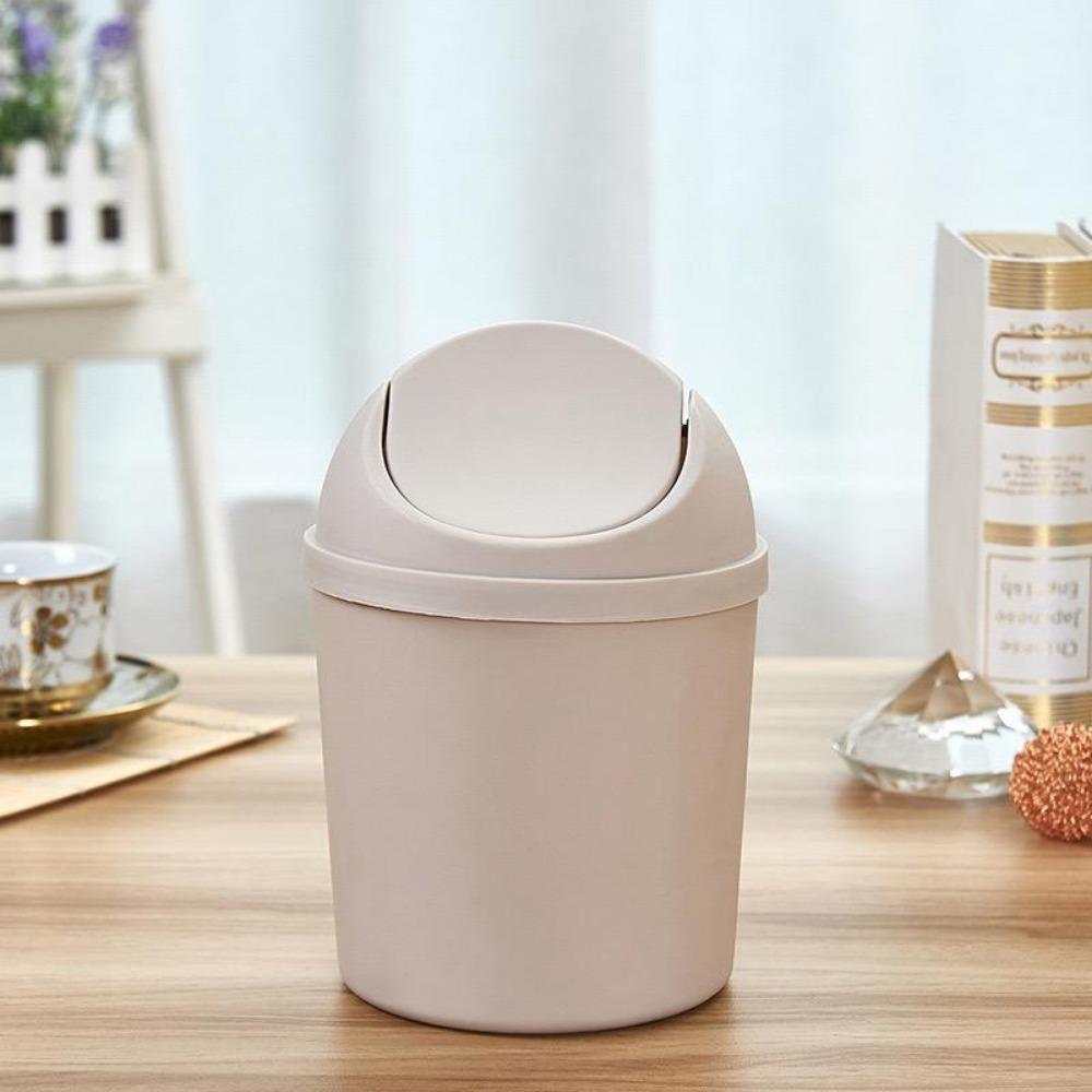 Mini Trash Can Swing Lid Waste Basket Garbage Bin for Office Car
