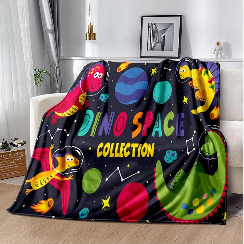 Мягкое плюшевое одеяло с рисунком динозавра, космическое милое детское динозавровое одеяло, фланелевое одеяло, одеяло для гостиной, спальни, кровати, дивана, детей