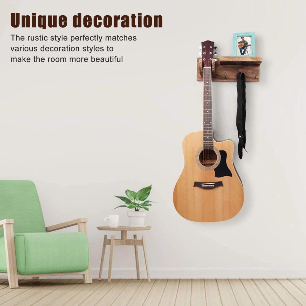 Wooden Guitar Hanger Hook Wall Mounted Guitar Hanging Rack  For String Music Instrument