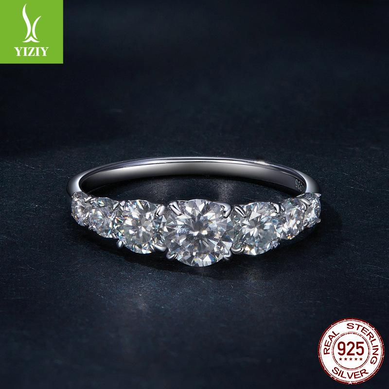 Кольцо с муассанитом 50 баллов для предложения, классическое сверкающее роскошное кольцо любви, держатель кольца, серебро 925 пробы, свадебное кольцо