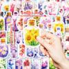 50 Creative Flowers World Graffiti Stickers Diy Skateboard Refrigerator