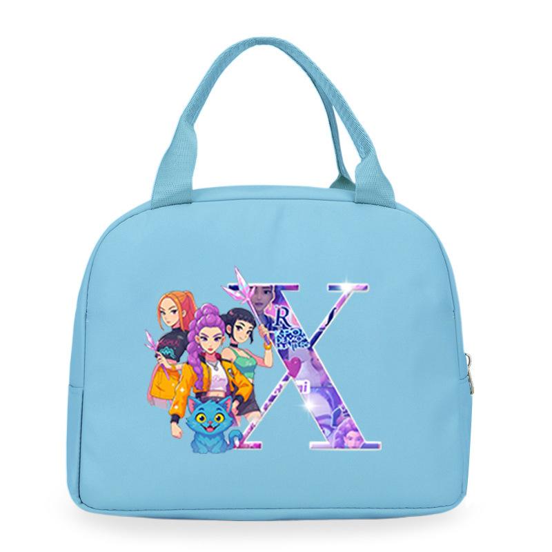 Trend Kpop Anime Cartoon Peripheral 26 Letter Printing Bento Bag Commuter Portable Lunch Box Bag