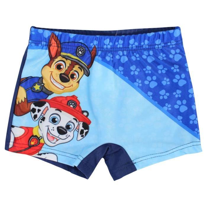 Maillot de bain boxer enfant - PAW PATROL - Chase et Marcus - Bleu - Mixte - Imprimé grand format
