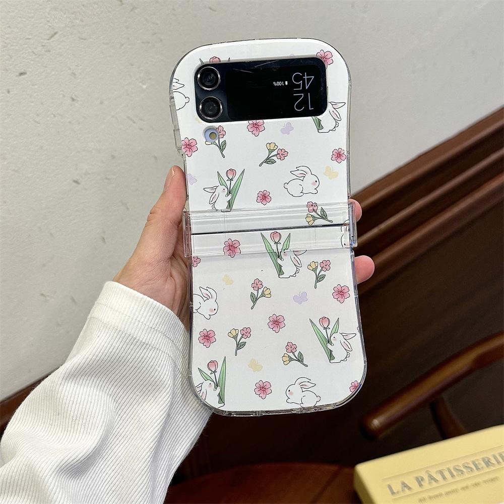 Для Samsung Flip6 Милый Мультяшный Кролик Цветок Браслет на Запястье Чехол для Samsung Galaxy Z Flip 6 5 4 3 Zflip Браслет Ins Корейский Чехол