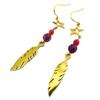 [P7365] - Designer Steel Earrings 'Boho' Red Gold (feather) - 58x9 Mm