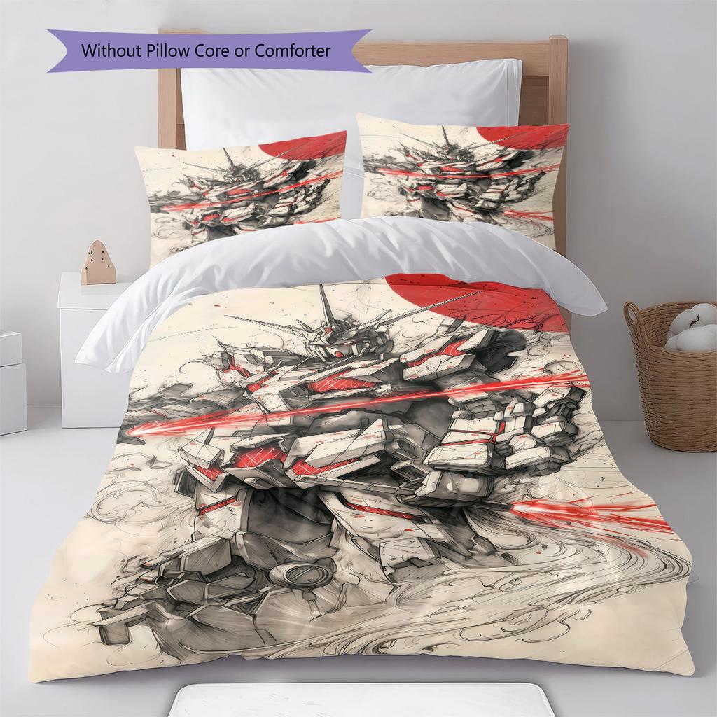 Gundam Action Pose Char’s Zaku Anime Bedding Set Polyester Soft Duvet Cover Bedroom Set -QJY