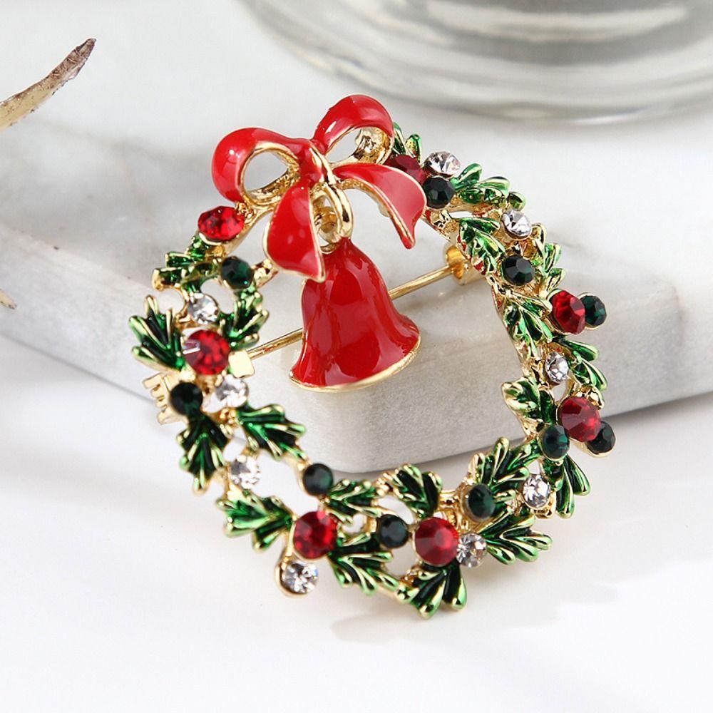 Boys Christmas Wreath Bell Korean Style Badge Christmas Present Clothes Accessories Women Brooch