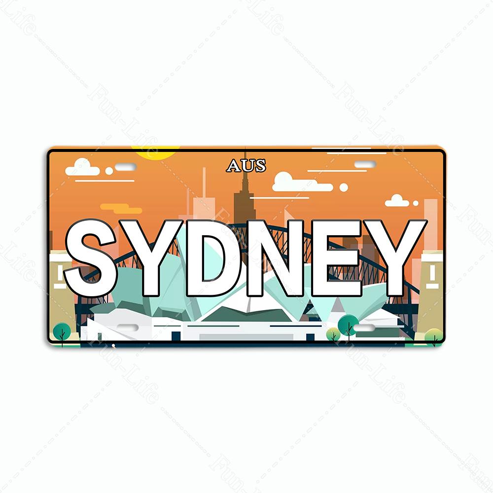 Винтажный плакат с номером автомобиля Испании/СИДНЕЯ Популярный город Бразилия Национальный флаг Ретро жестяные знаки Наклейки для домашнего декора