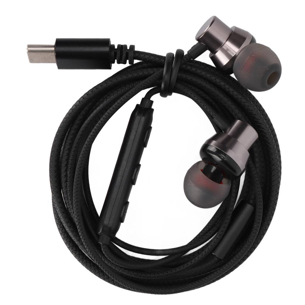 Wired Earphone Noise Isolation Volume Control Type C Headphone with Microphone for Smart Phone