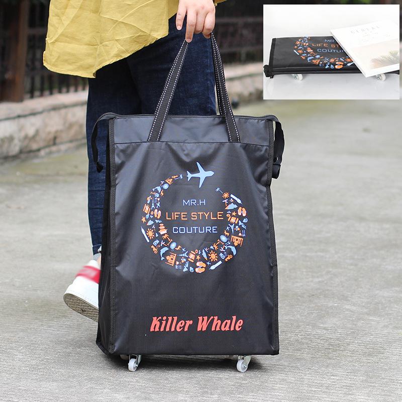 Универсальная сумка на колесах Oxford Spinning Дорожная сумка Женская сумка для покупок Большая вместительная сумка Портативная складная багажная сумка для коротких расстояний