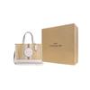 COACH Dempsey Jacquard With Leather One Shoulder Handbag Large Women's Gold & Light Khaki Chalk CQ877-IMDQC