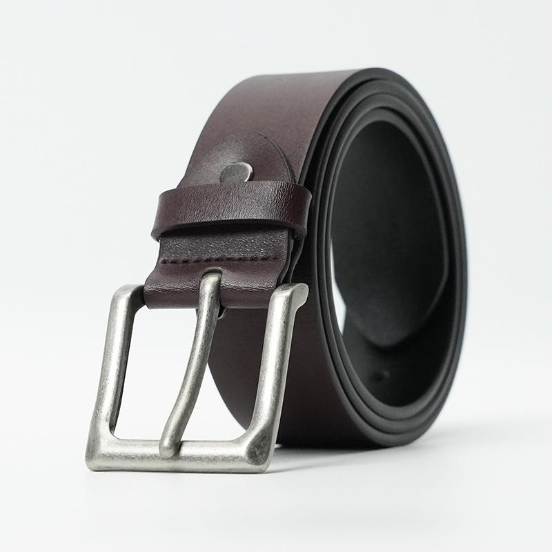 Мужской ремень с пряжкой-иглой из коровьей кожи, ширина 3,8 см, натуральная кожа, повседневный ремень, ремень