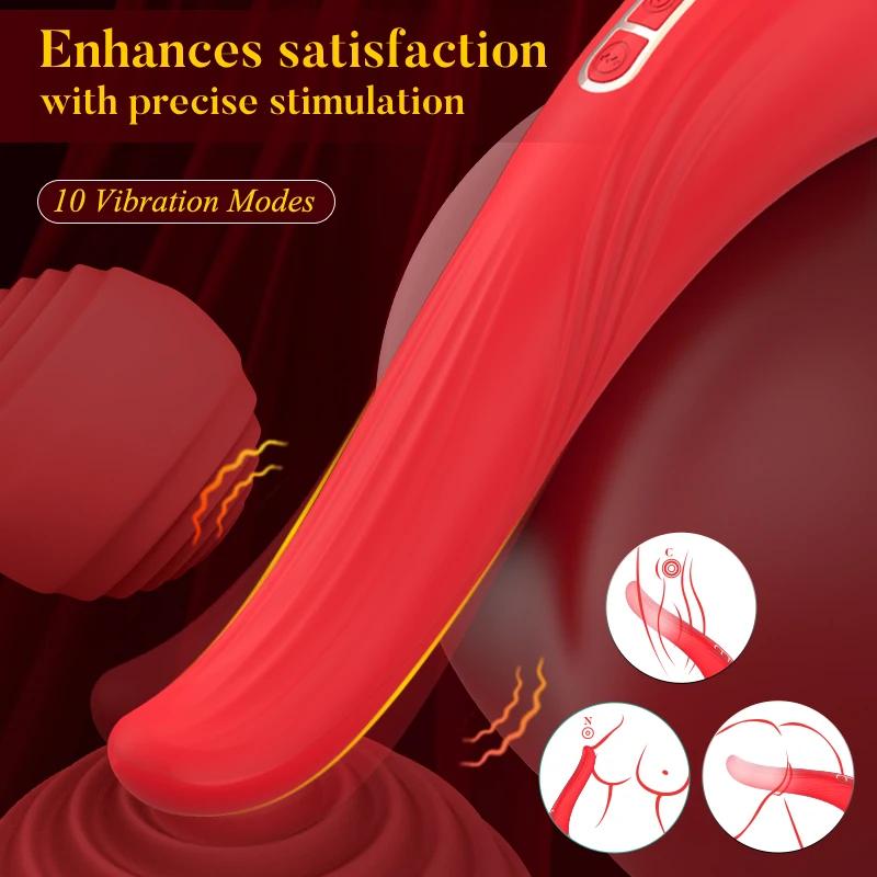 Вибратор для сосания языка Стимулятор точки G, сосков и клитора 2 в 1 Вибрирующий дилдо для языка Женский мастурбатор Товары для взрослых