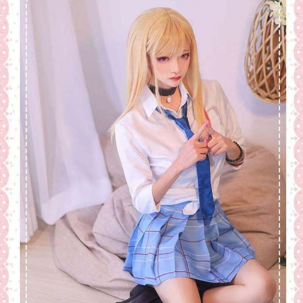 Китагава Марин Косплей Аниме My Dress Up Darling Kitagawa Marin Косплей Костюм Платья Школьная форма Парик Серьги Костюм для девочек