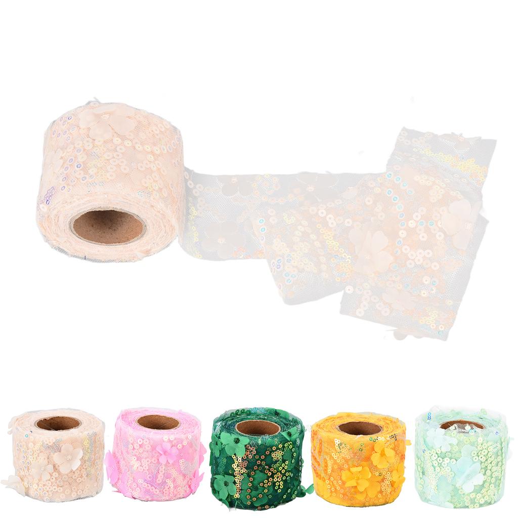 Рулон тюля 10 ярдов, вышитая блестками, цветами, сетчатая лента, декоративные аксессуары для рукоделия