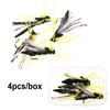 Bimoo 4PCS #10 Yellow Hopper Madam & #4 Black Hopper Fly Fishing Dry Flies Floating Foam Fishing Lures for Trout Bass Pearch