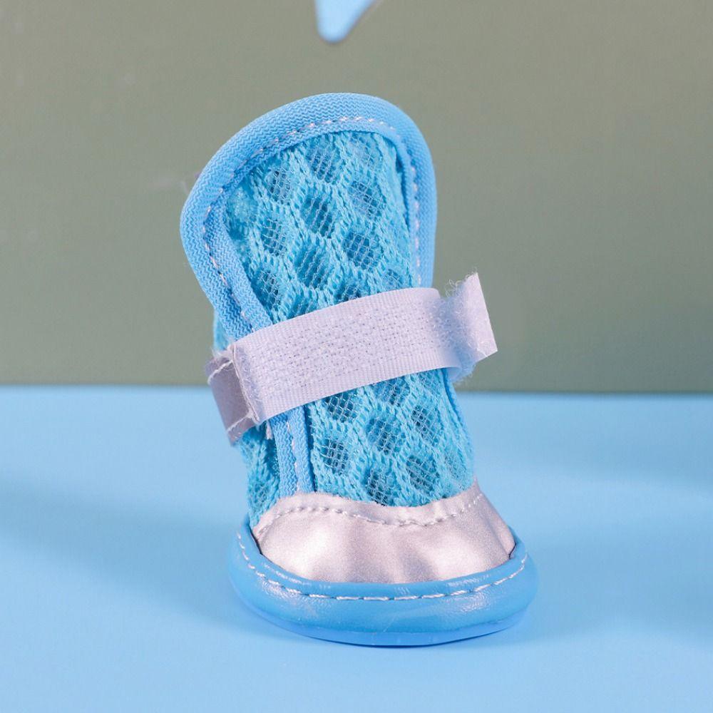 4pcs/set Non-slip Dog Mesh Shoes Breathable Dog Foot Covers Practical Puppy Socks Shoes  Summer