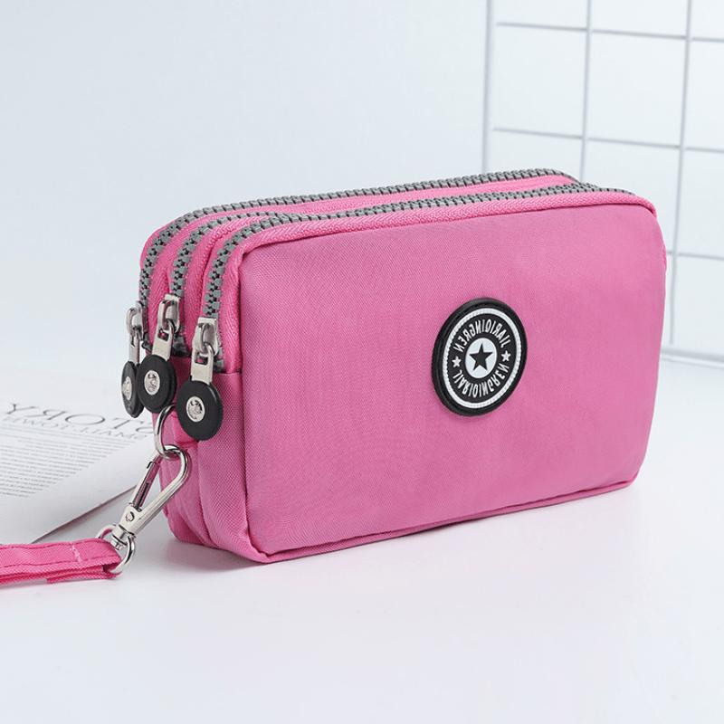 Новый женский кошелек для монет на трех молниях из вываренного денима, косметичка, сумка для телефона, ручная портативная сумка