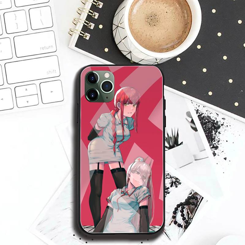 Chainsaw Man Makima Power Phone Case Tempered Glass For iPhone 12 11 Pro Max Mini XR XS MAX 8 X 7 6S 6 Plus SE 2020 Cover