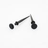 1 Pair Black Long Needle Tip Wafer Stud Earrings