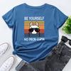 Women's Cute Alpaca Print Loose Round Neck Short Sleeved T-shirt for Women Shirt