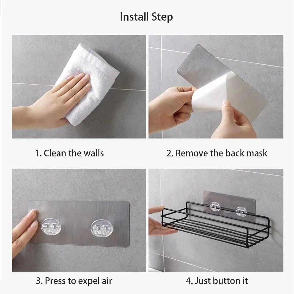 Настенный держатель для ванной без сверления Угловая полка для душа из железа Прочный органайзер для душа Ванная комната