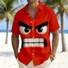 Women's Optical Illusion 3D Cartoon Angry Face Shirt Summer Shirt Button Up Shirt Short Sleeve Funny Outdoor Vacation Dailywear
