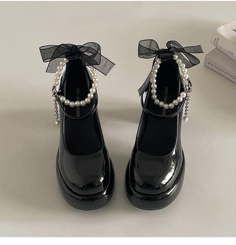 Интернет-знаменитость белый французский водонепроницаемый стол толстый каблук высокие каблуки женские 2025 новый лето маленькие ретро туфли Мэри Джейн