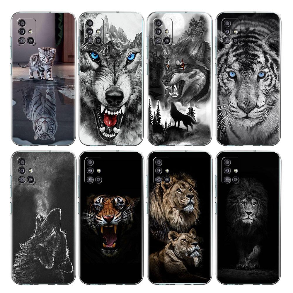 Wolf Dog Cat Bird Lion Tiger Animal Clear Case For Samsung Galaxy A52 A12 A51 A32 A21s A71 A32 A22 50 A70 A31 A72 5G Phone Cover