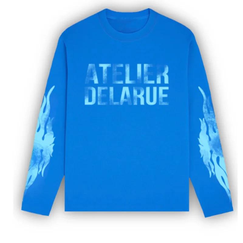2026 новый ATELIER с принтом, круглый вырез, дерзкий, красивый, с длинным рукавом, с принтом букв, универсальная, повседневный стиль, футболка