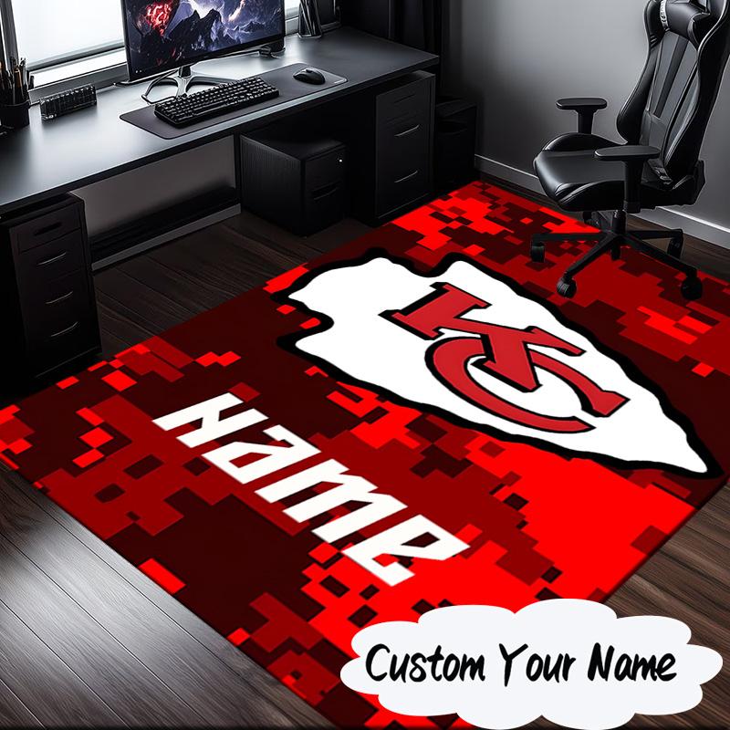 Custom Name Kansas City Fan Gear Rug for Living Room, Game Rooms, Office, Bedroom, Floor Mat Playful Design, fan gifts Christmas decor