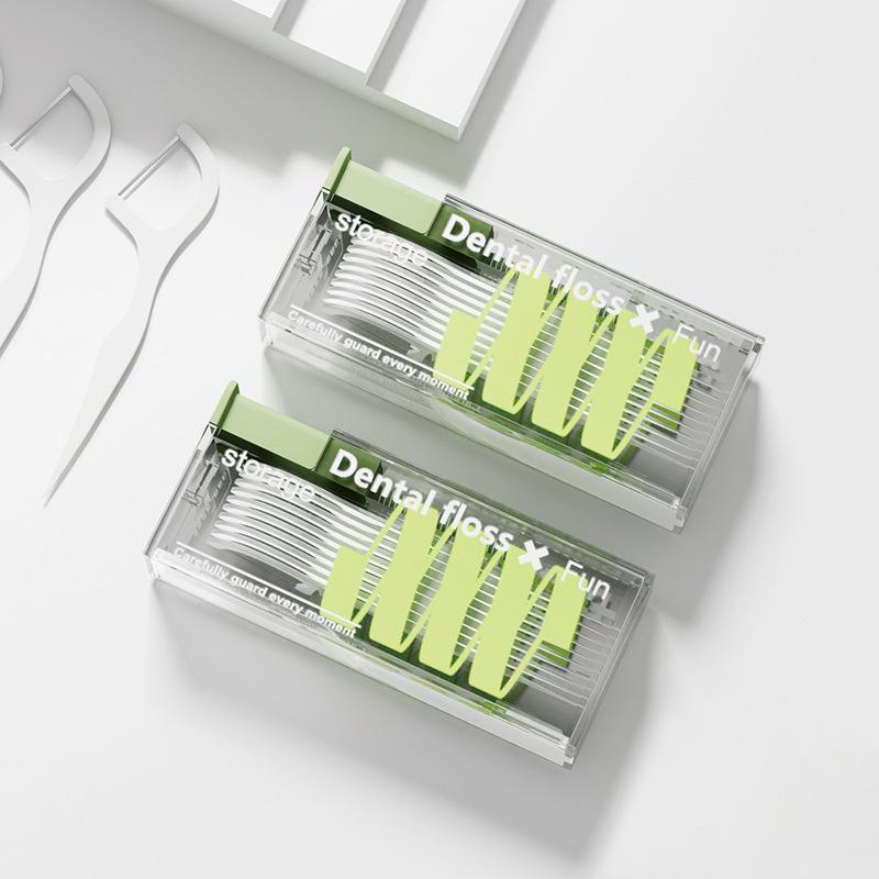 Dental Floss Storage Box With 10pcs Dental Floss Portable Household Creative Lighting Machine Type Premium Carry-On Automatic Dental Floss Box