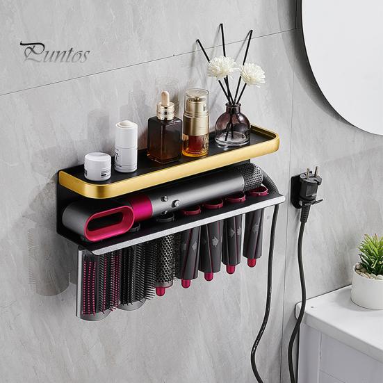Настенная стойка для хранения фена для волос, прочная, несущая, простая в установке, многофункциональный выпрямитель для ванной комнаты, органайзер для инструментов для волос