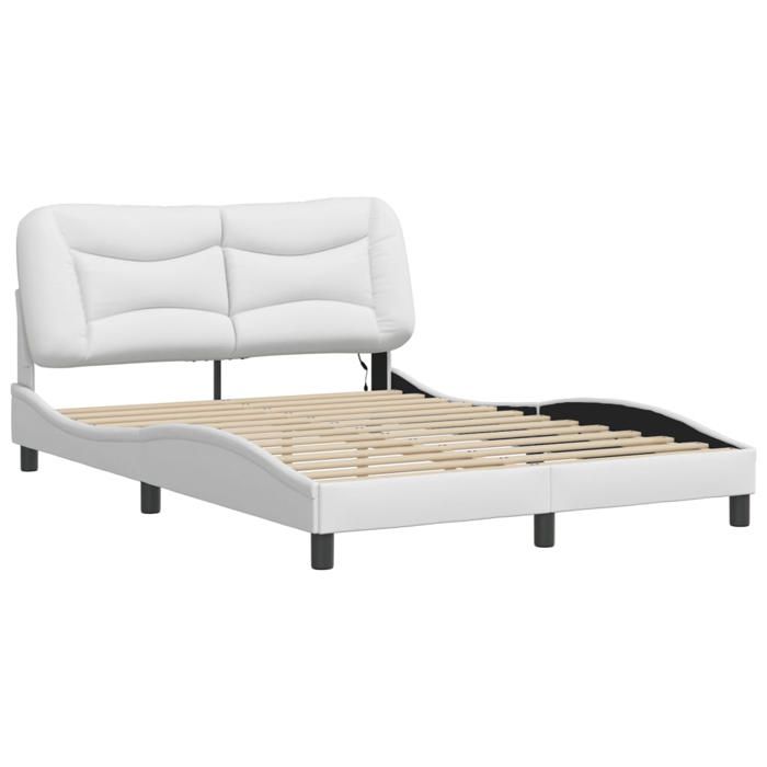 VidaXL Bed Frames with LED Lights, Upholstered Bed, Double Bed, Adult Bedroom Interior Bed, Modern, White 3213935