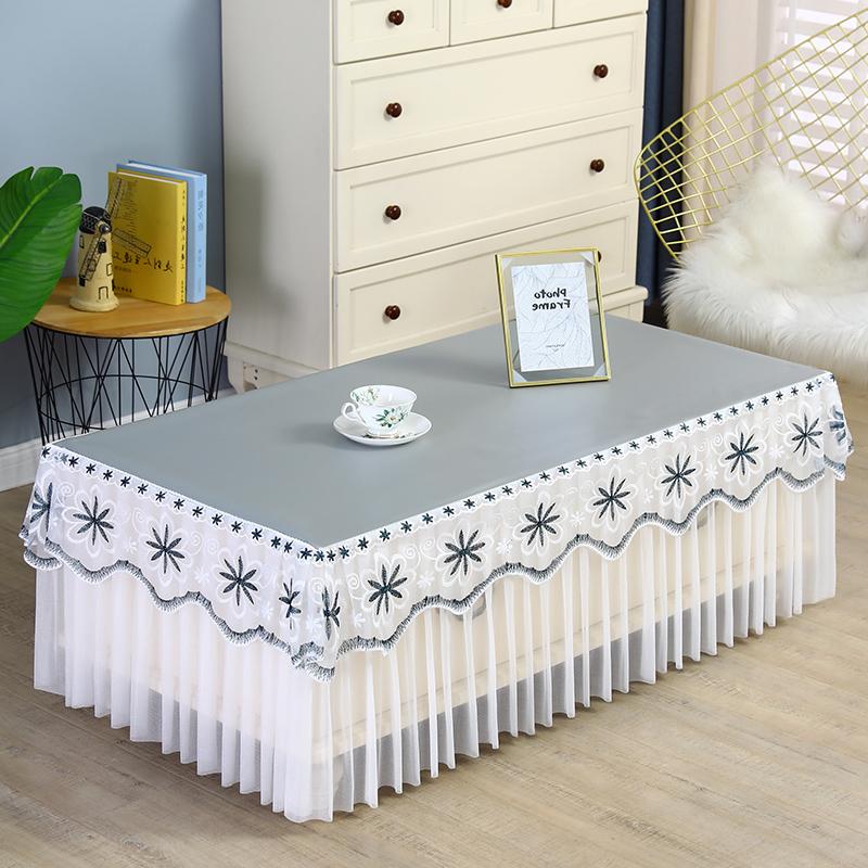 Водонепроницаемый маслостойкий однотонный чехол для стола, вышитое кружево с тонким марлевым краем, скатерть, обеденный стол, пылезащитный чехол для ТВ-шкафа
