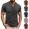 Men's Short Sleeved Lapel Collar T-shirt Casual Round Neck Top