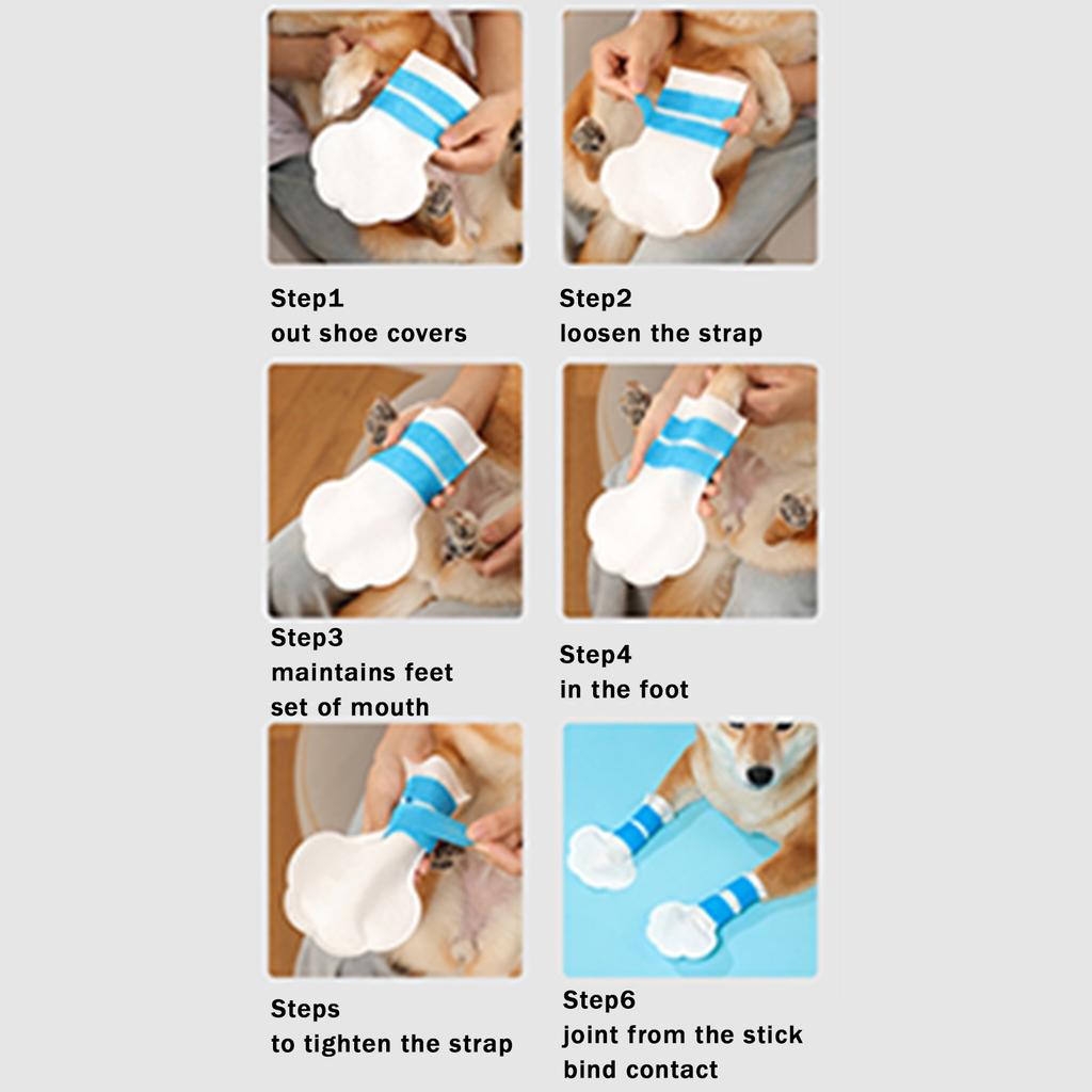 20 Disposable Pet Foot Boots For Real, Cats And Dogs Feet, Pet , Dog Supplies With Blue Bandage