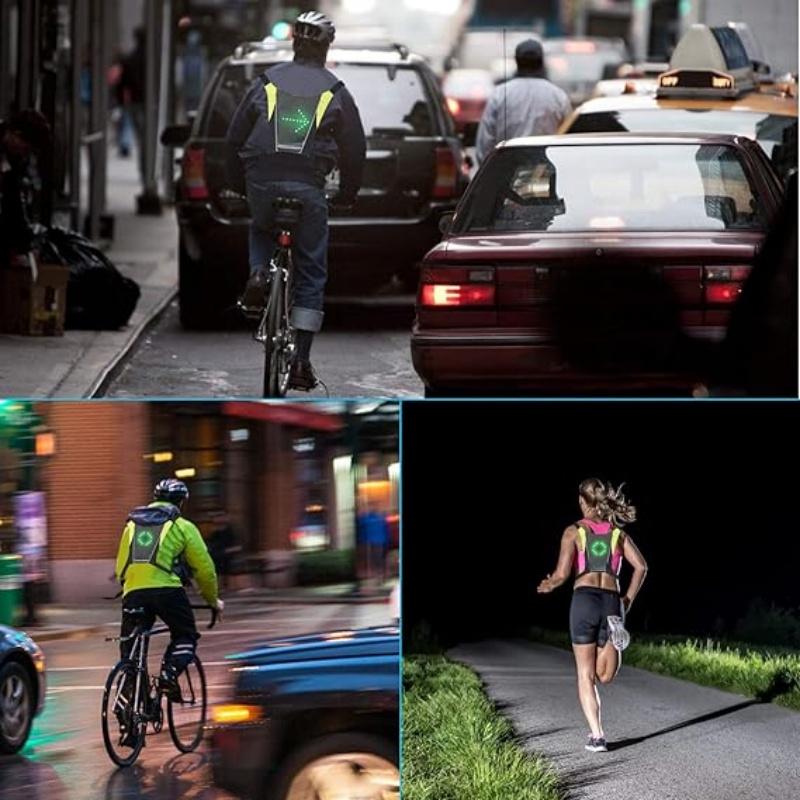 LED Cycling Vest, Reflective LED Vest with Turn Signals - Remote Control, Direction Lights, USB Charging, Easy To Install, Bicycle Safety Indicator